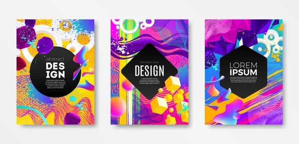Set di design di copertina con forme astratte multicolore diverse. Modello di illustrazione vettoriale. Design astratto universale per copertine, volantini, striscioni, biglietti di auguri, opuscoli e brochure . — Vettoriale Stock