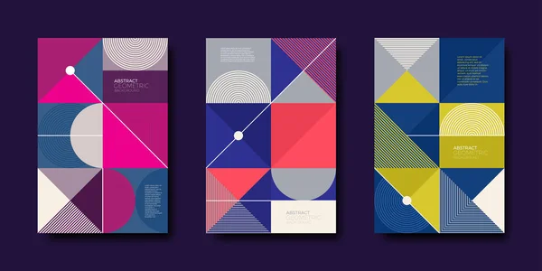 Set di design di copertina con semplici forme geometriche astratte. Modello di illustrazione vettoriale. Design astratto universale per copertine, volantini, striscioni, biglietti di auguri, opuscoli e brochure . — Vettoriale Stock