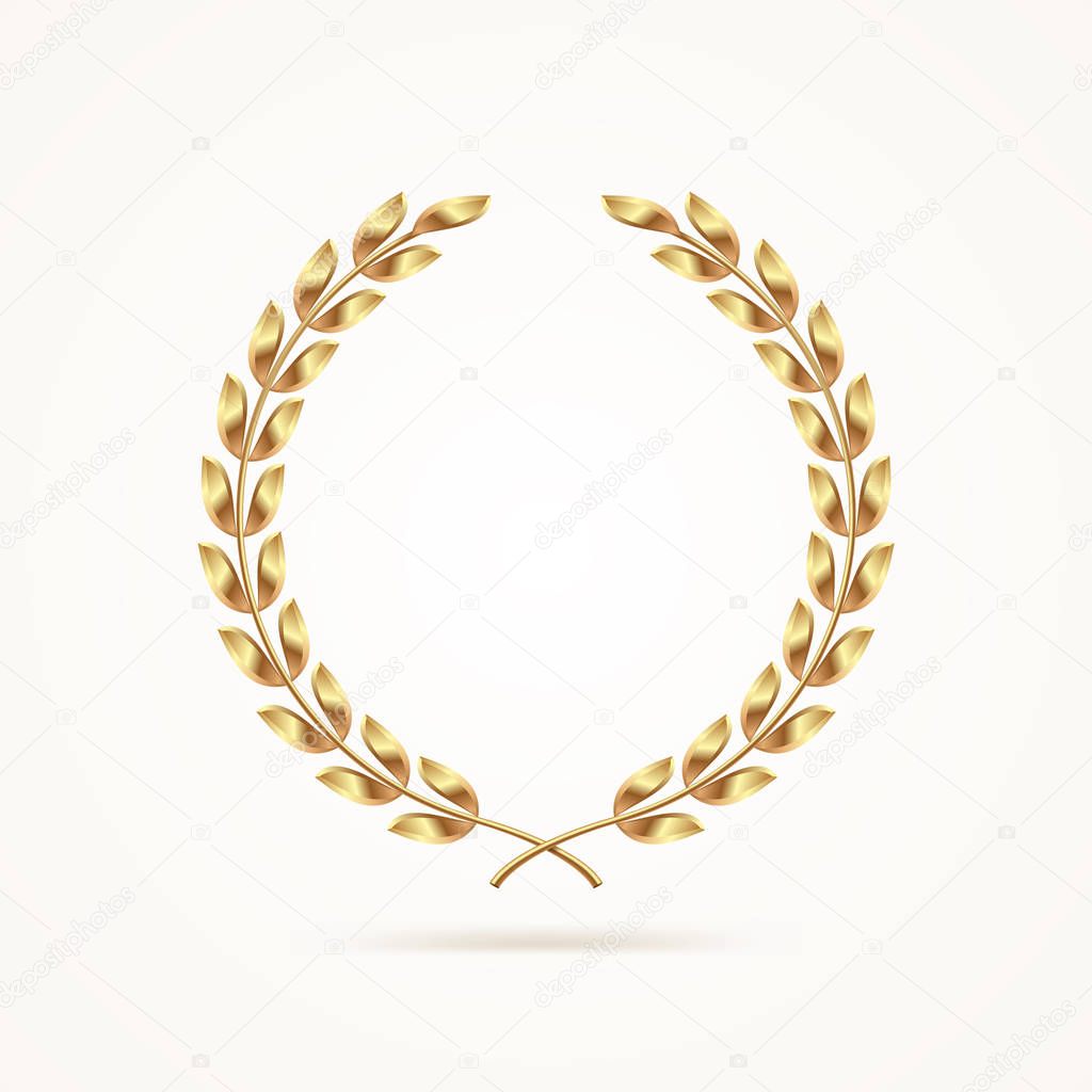 Golden laurel wreath. Vector illustration.