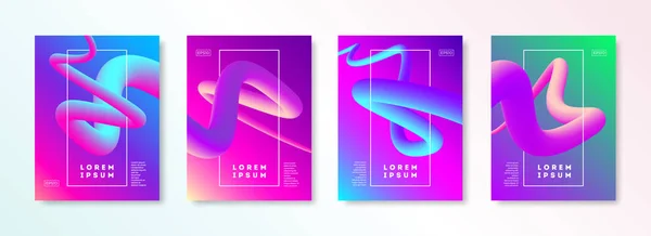 Conjunto de design de cobertura com formas líquidas de fluxo multicoloridas abstratas. Modelo de ilustração vetorial. Design abstrato universal para capas, folhetos, banners, cartaz, livreto e brochura . —  Vetores de Stock