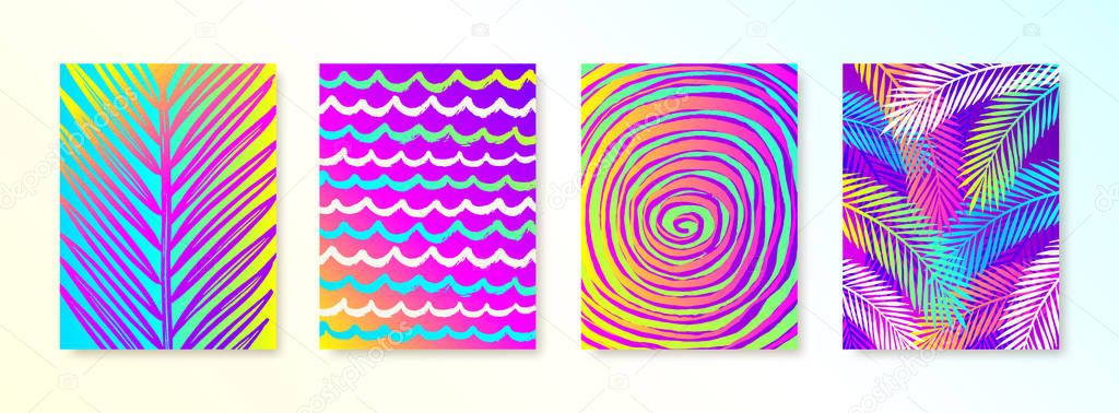 Set of summer holidays and vacation hand drawn multicolored background for posters or greeting card. Vector illustration.