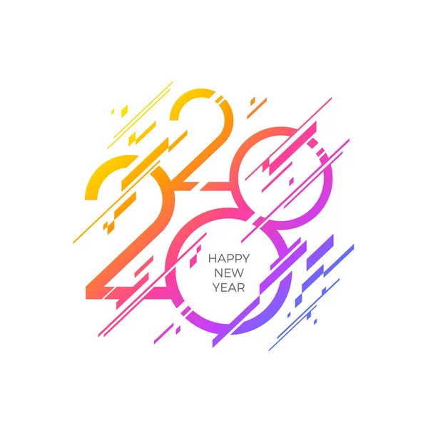 Logo du nouvel an 2020 aux formes géométriques abstraites. Conception de salutation multicolore. Conception pour carte de vœux, invitation, calendrier, etc. . — Image vectorielle