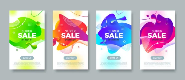 Super Sale Banner Hintergrund Mit Abstrakter Mehrfarbiger Flüssigkeitsform Promodesign Bis — Stockvektor