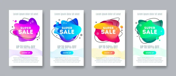 Super Sale Banner Hintergrund Mit Abstrakter Mehrfarbiger Flüssigkeitsform Promodesign Bis — Stockvektor
