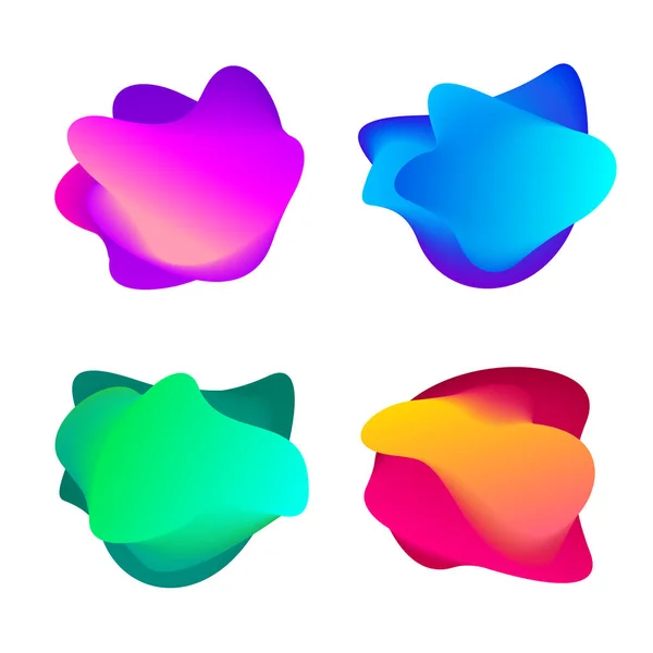 Set Multicolored Gradient Blending Shape Colorful Fluid Shapes Set Isolated — Stock Vector