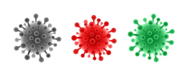 Conjunto Símbolo Del Coronavirus Símbolo Virus Diferentes Colores Aislado Sobre — Vector de stock