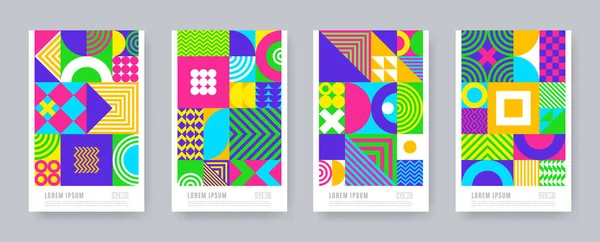 Ensemble Affiches Avec Des Formes Géométriques Motif Design Multicolore Tendance — Image vectorielle