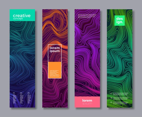 Conjunto Diseño Banner Con Líneas Líquidas Abstractas Ilustración Vectorial Diseño — Vector de stock