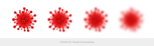 Símbolo Del Coronavirus Rojo Símbolo Virus Aislado Borroso Sobre Fondo — Vector de stock