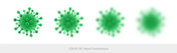 Groene Coronavirus Symbool Virus Symbool Geïsoleerd Wazig Witte Achtergrond Nieuw — Stockvector