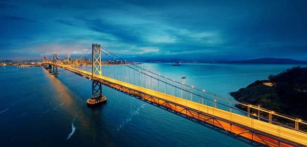 Міст Затоки Сан Франциско Сан Франциско Центрі Міста Широкій Панорамній Стокове Фото