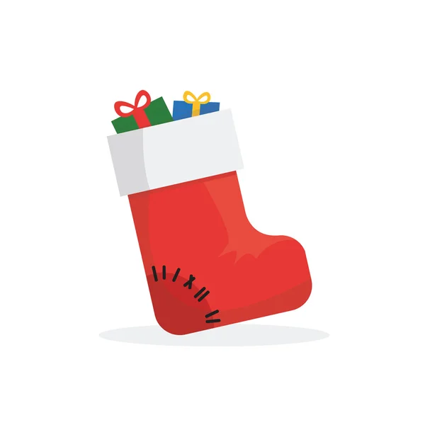 Concept de Noël par Sock avec boîte cadeau — Image vectorielle