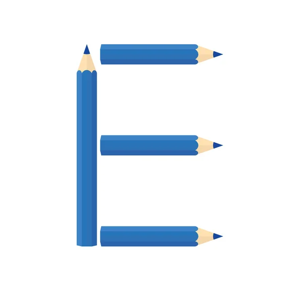 Kolor drewniane ołówki koncepcja przez Przeorganizować litery E — Wektor stockowy