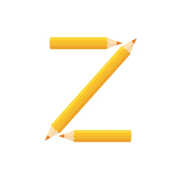 文字Zの再配置による色の木製の鉛筆の概念 — ストックベクタ