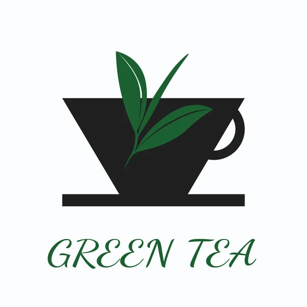 Green tea concept by use three colors and ground white. — Stock Vector