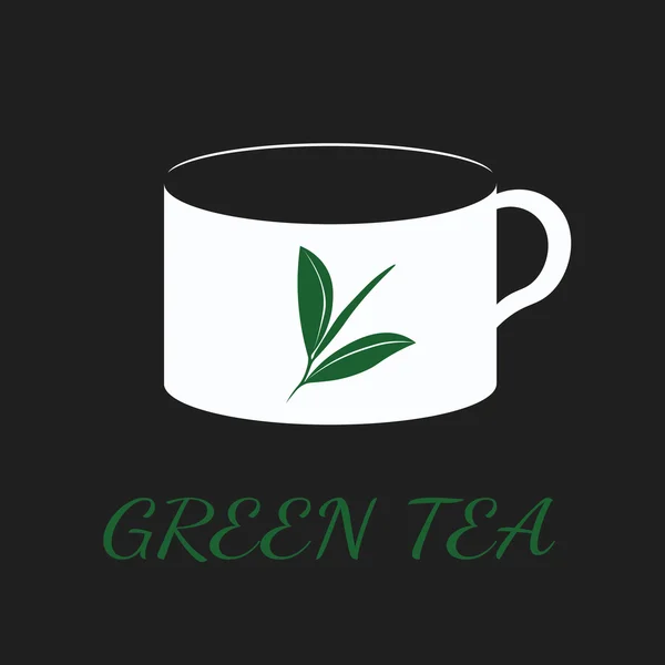 Concept de thé vert par l'utilisation de trois couleurs et noir moulu . — Image vectorielle