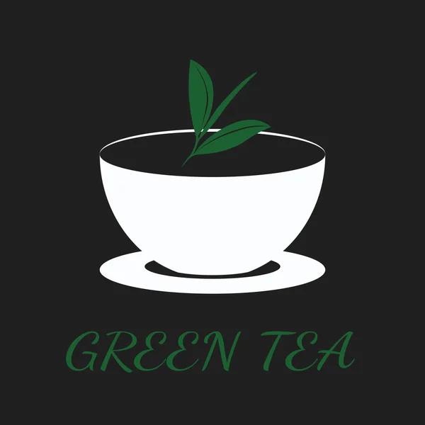 Green tea concept by use three colors and ground black. — Stock Vector