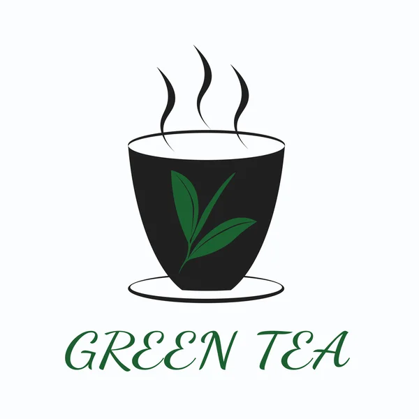 Concetto di tè verde utilizzando tre colori e bianco macinato . — Vettoriale Stock