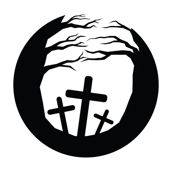Ikona Światło księżyca i drzewa i groby halloween. — Wektor stockowy