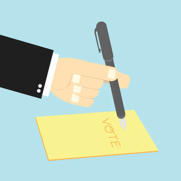 Ψηφίζοντας το χέρι γραφής χαρτί ψηφοφορία έννοια — Διανυσματικό Αρχείο