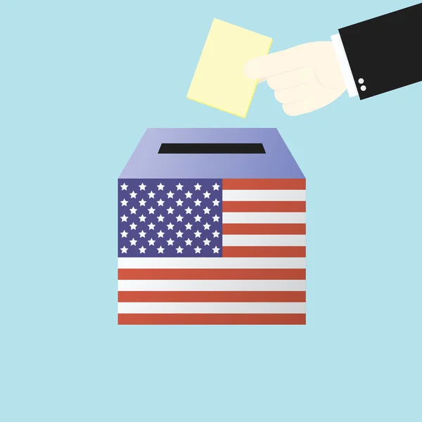 Elle kağıt oy sandığı ABD koymak kavramı oylama — Stok Vektör