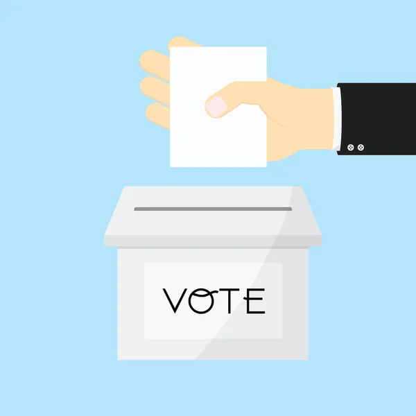 Elle kağıt oy sandığı koymak oylama kavramı — Stok Vektör