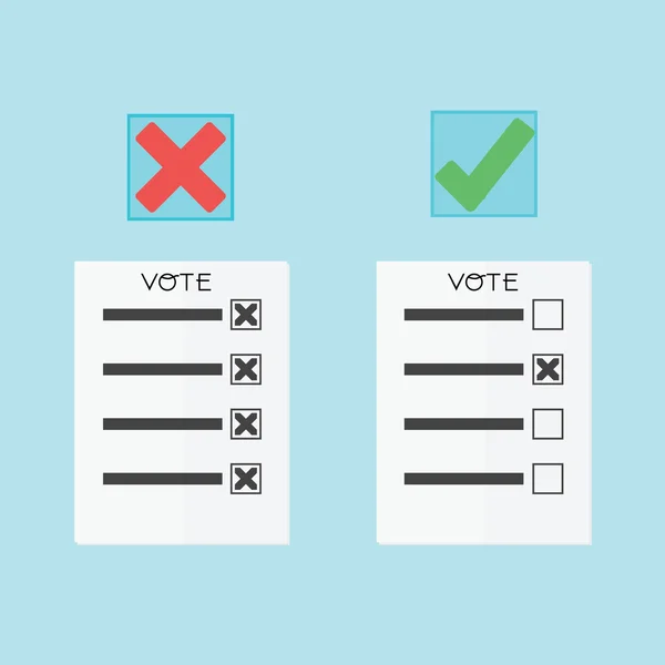 Концепция голосования по документам имеет право или нет — стоковый вектор