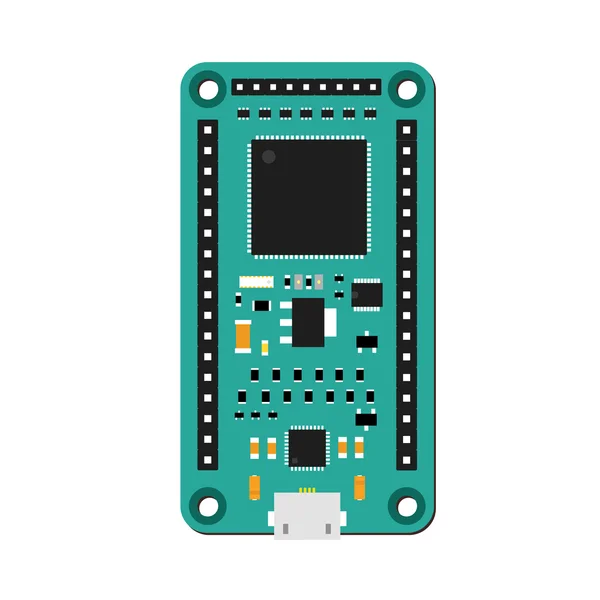 Mini tablero de gama alta verde electrónico DIY con un microcontrolador — Archivo Imágenes Vectoriales