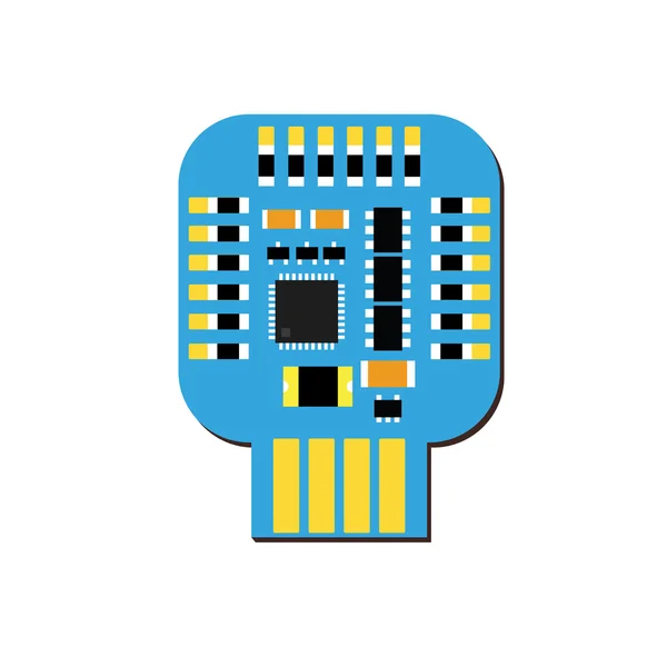 DIY tarjeta USB electrónica con un microcontrolador — Vector de stock
