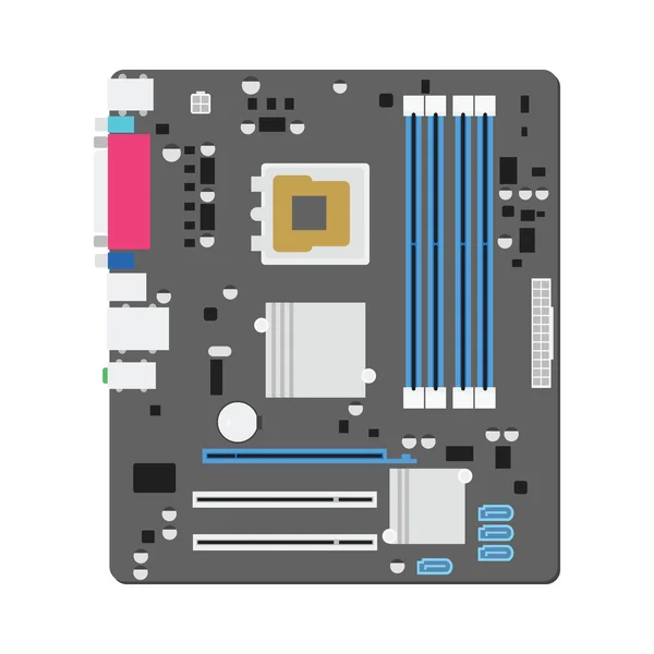 Mainboard computer concept door mainboad is ATX proberen. — Stockvector