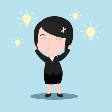 İş kadını ampul ile bir fikir