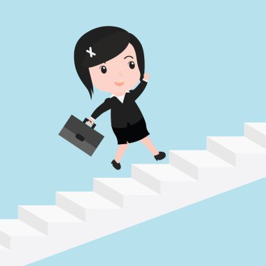 İş kadını ile o merdivenlerden yukarı çalışıyor