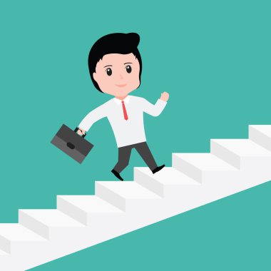 İşadamı ile o merdivenlerden yukarı çalışıyor