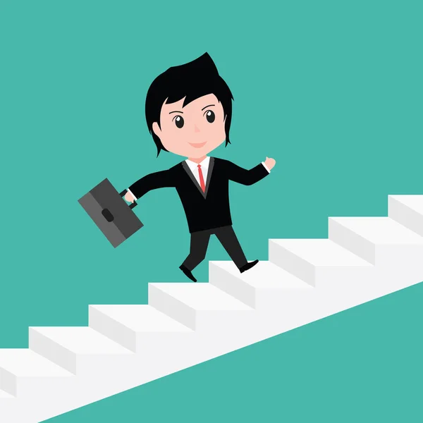 Cartoon Businessman Running Up Stairs — Stock Vector © ronleishman ...