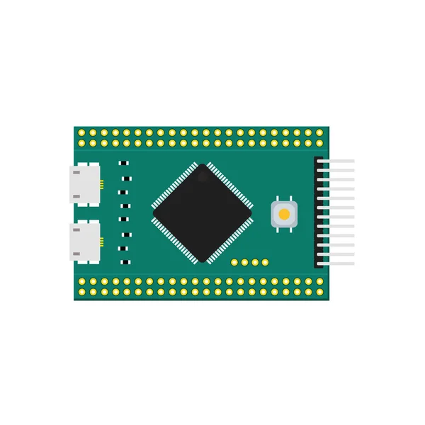 Microplaca electrónica de bricolaje con microcontrolador — Vector de stock