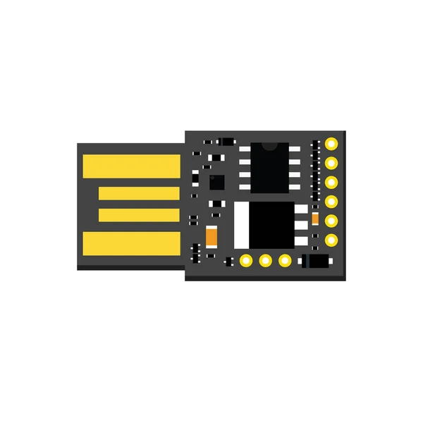 DIY tarjeta USB electrónica con un microcontrolador — Vector de stock