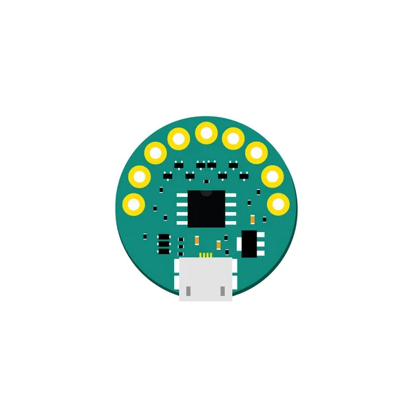 Mini tablero electrónico de bricolaje con un microcontrolador — Vector de stock