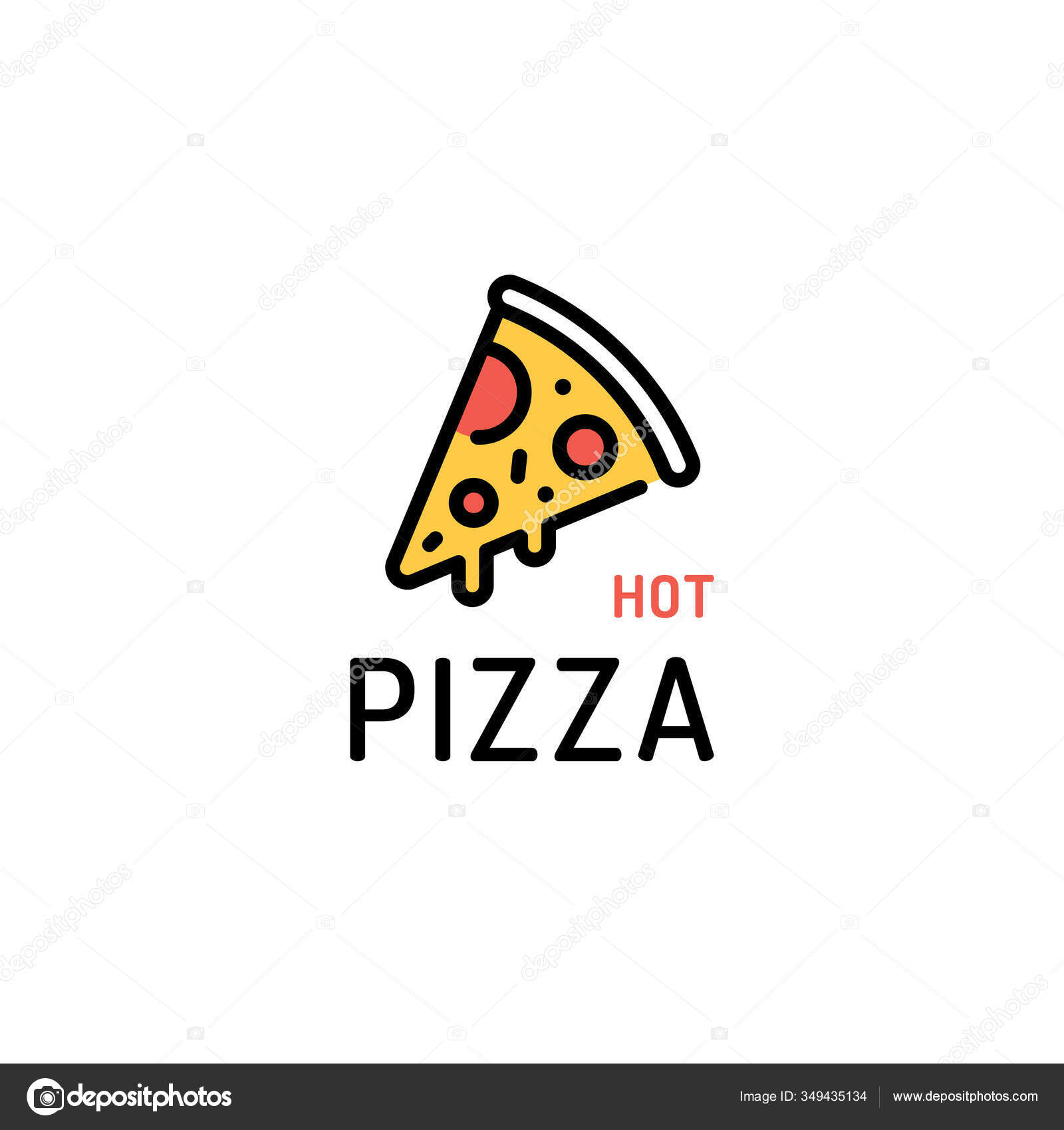 Vektör Pizza Dilimi Logo Şablonu Fast Food Etiketi Çizimi Düz