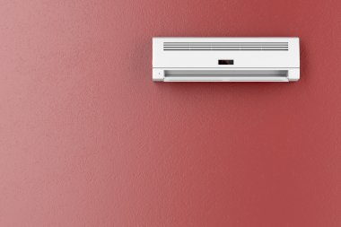 Air conditioner on red wall  clipart
