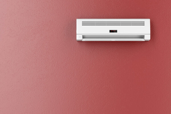 Air conditioner on red wall 