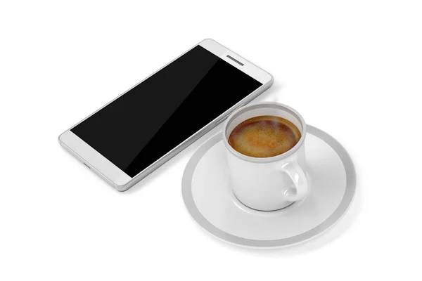 Espresso und Smartphone — Stockfoto