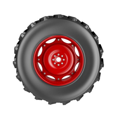 Traktör tekerlek üzerinde beyaz