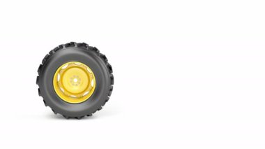 Traktör tekerlek üzerinde beyaz