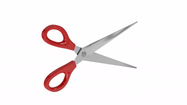 Red scissors on white — Stock Video