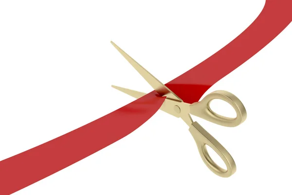 Cutting red ribbon — Stock Photo, Image