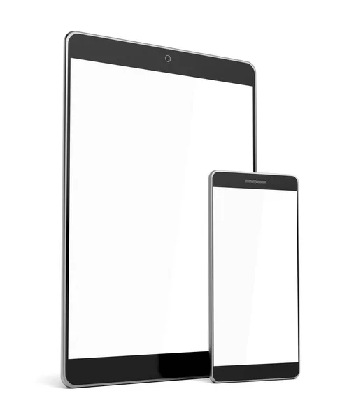 Smartphone y tablet sobre fondo blanco — Foto de Stock