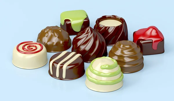 Variety of chocolate candies — Stock Photo, Image