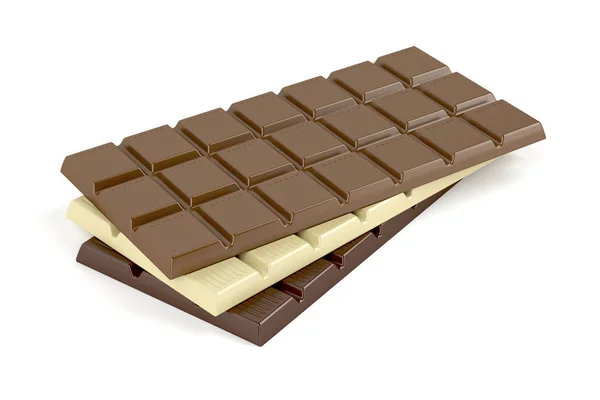 Čokoládové tyčinky na bílém pozadí — Stock fotografie