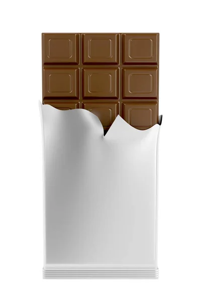 白で隔離されるミルク チョコレートのバー — ストック写真
