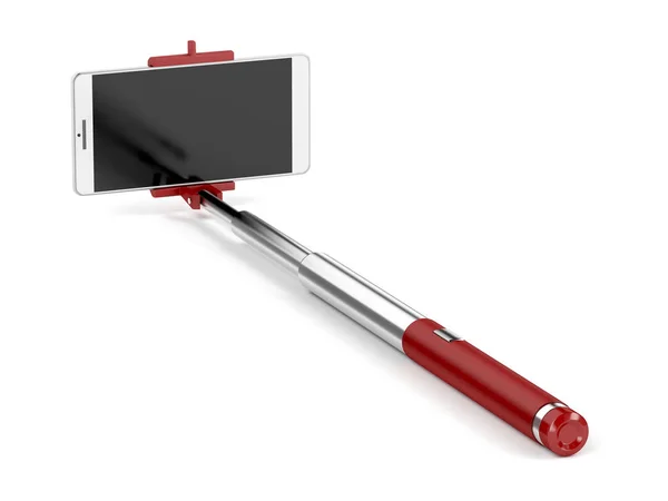 Selfie stick with mobile phone — Stock Photo, Image
